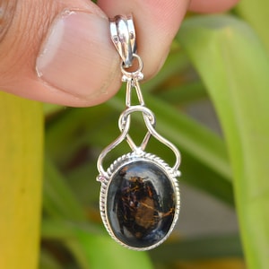 Handmade Pietersite Pendant: 925 Sterling Silver Statement Jewelry