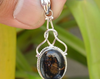 Handmade Pietersite Pendant: 925 Sterling Silver Statement Jewelry