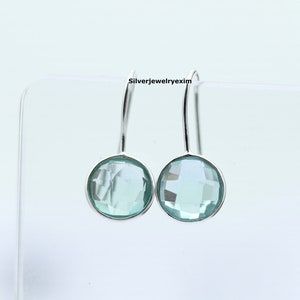 Aquamarine Earrings, Aquamarine Drop Earrings, March Birthstone Earrings, 925 Sterling Silver Earrings, Dainty Drop Earrings, Women Earring