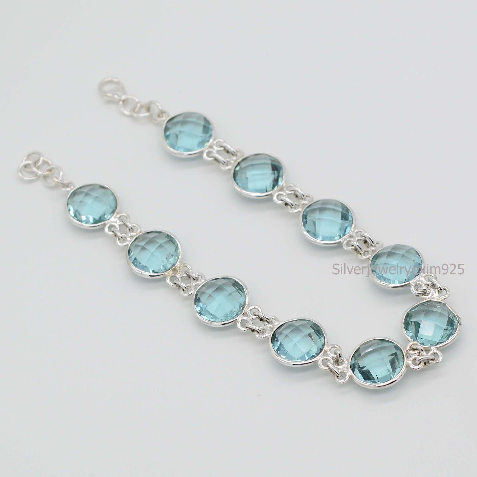 Swiss Blue Topaz Bracelet Handmade Bracelet for Women 10mm | Etsy