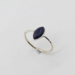 Handmade Marquise Lapis Lazuli Sterling Silver Ring