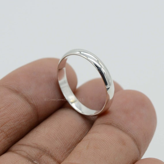 スターリングシルバーのバンドリング：シンプルなプロミスの結婚指輪 