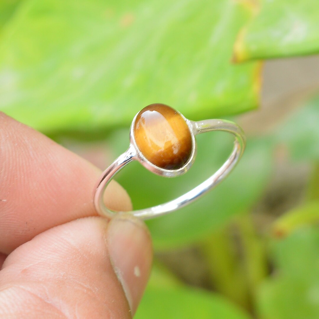 Tiger Eye Ring Mens Tiger Eye Ring 7x9 Mm Oval Tiger Eye Etsy