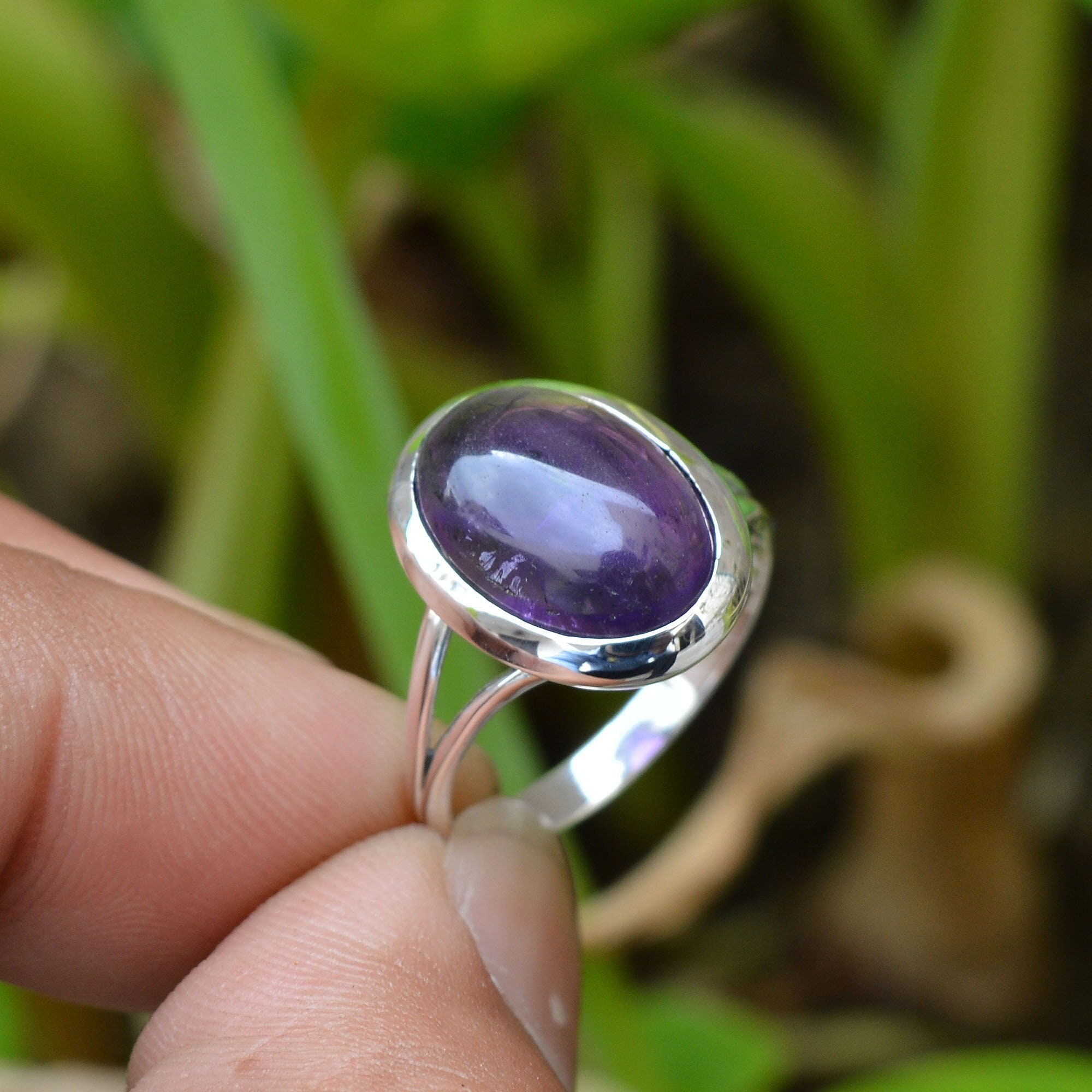 Natural Amethyst Ring With Floral Band Set/ Sterling Silver Ring/ 3ct  Purple Gem Solitaire Vintage Matching Set custom Made Design70z - Etsy | Amethyst  ring engagement, Amethyst, Purple gems