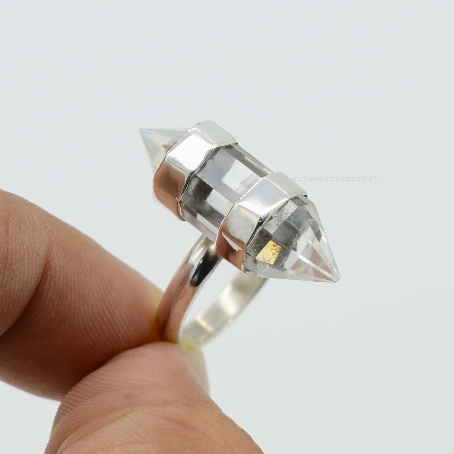 Crystal Quartz Ring White Quartz Ring 8x22 mm Pencil Shape Etsy