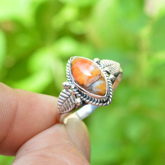 Oyster Copper Turquoise Ring: Handmade 925 Sterling Silver Boho Statement  Ring