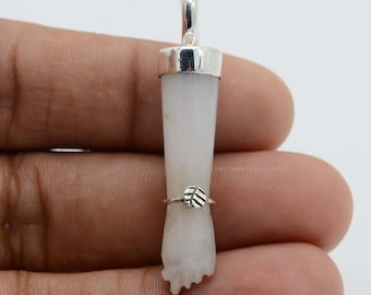 Amuleto protector de mano de ágata blanca: amuleto de protección en plata de ley 925