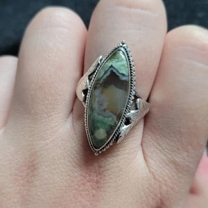 Rain Forest Jasper Ring, Handmade Rings, Statement Rings, Ajooba Jasper Ring, Sterling Silver Rings, Forest Jasper Ring, Jewelry For Her.