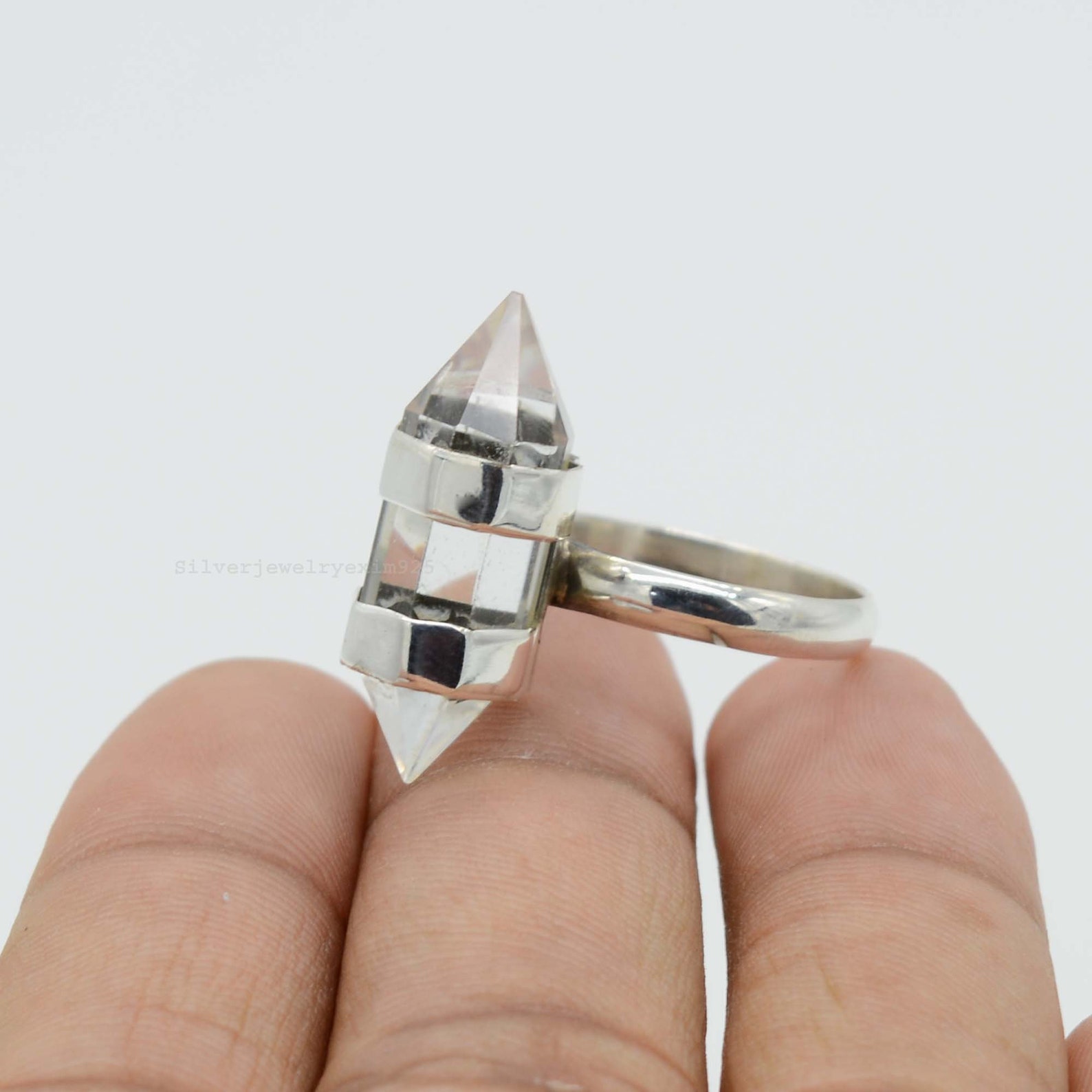 Crystal Quartz Ring White Quartz Ring 8x22 mm Pencil Shape Etsy