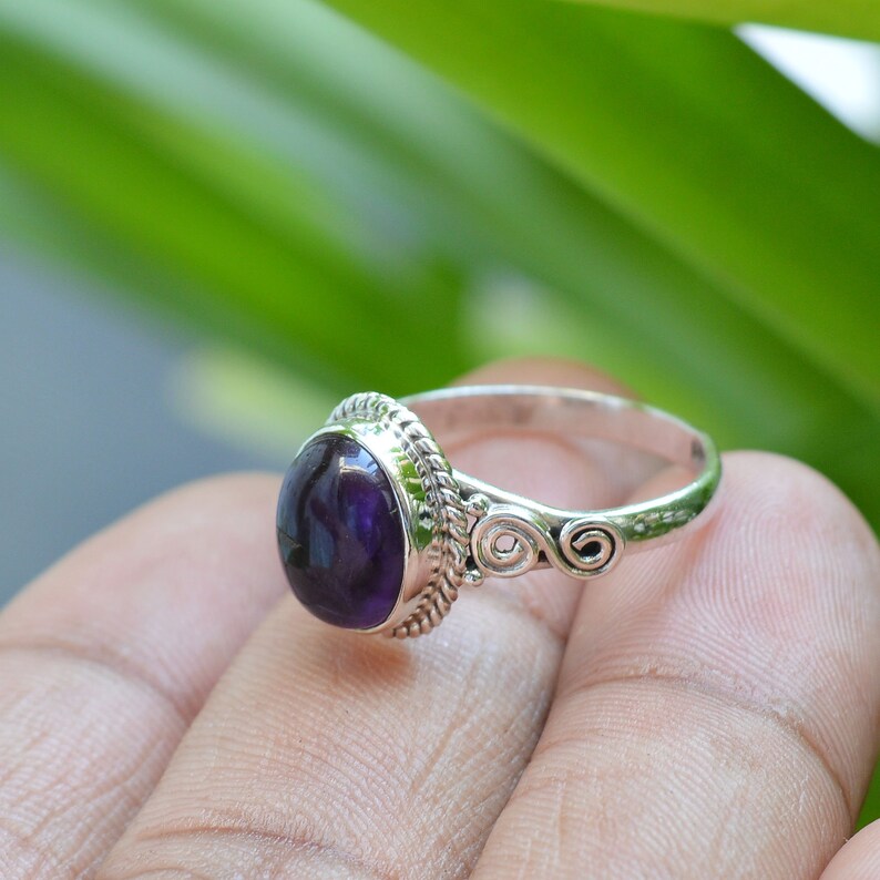 Purple Amethyst Ring Natural Amethyst Ring Amethyst Etsy