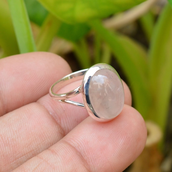 Rose quartz on sale ring sterling silver