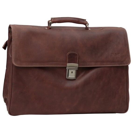 Genuine Leather Briefcase NW0740 Leather Bags New World Brown Etsy Canada