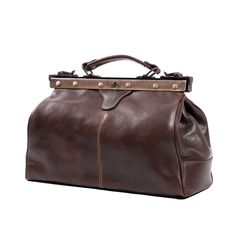 Leather Medical Bag 0007 Luxury Dark Brown Etsy