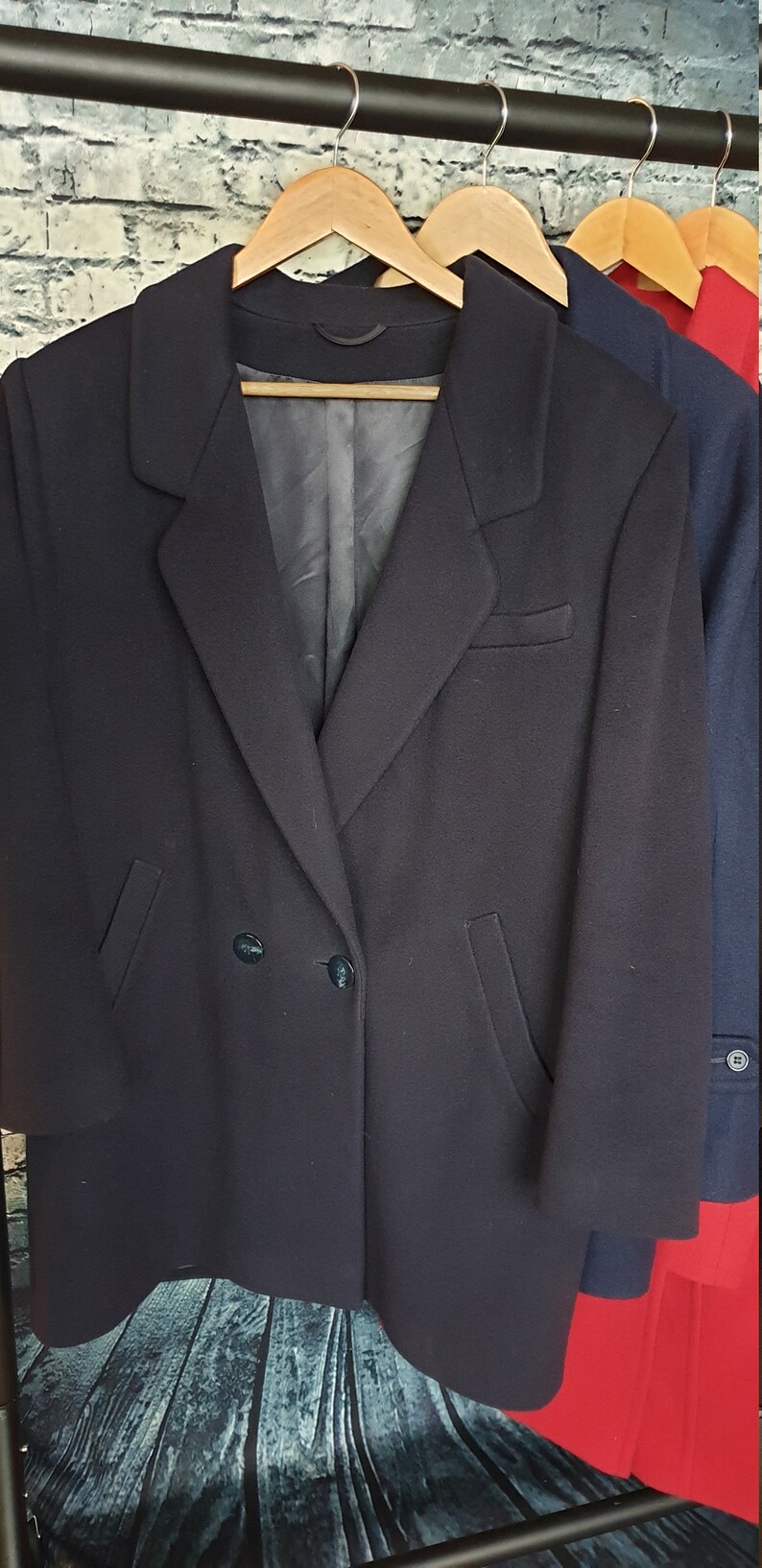 50-50 Cashmere and New Wool Weatherproof Jacket Vintage 80\u2019s Marks /& Spencer \u201cSt. Michael\u201d UK Size 14 Dark Navy Blue.