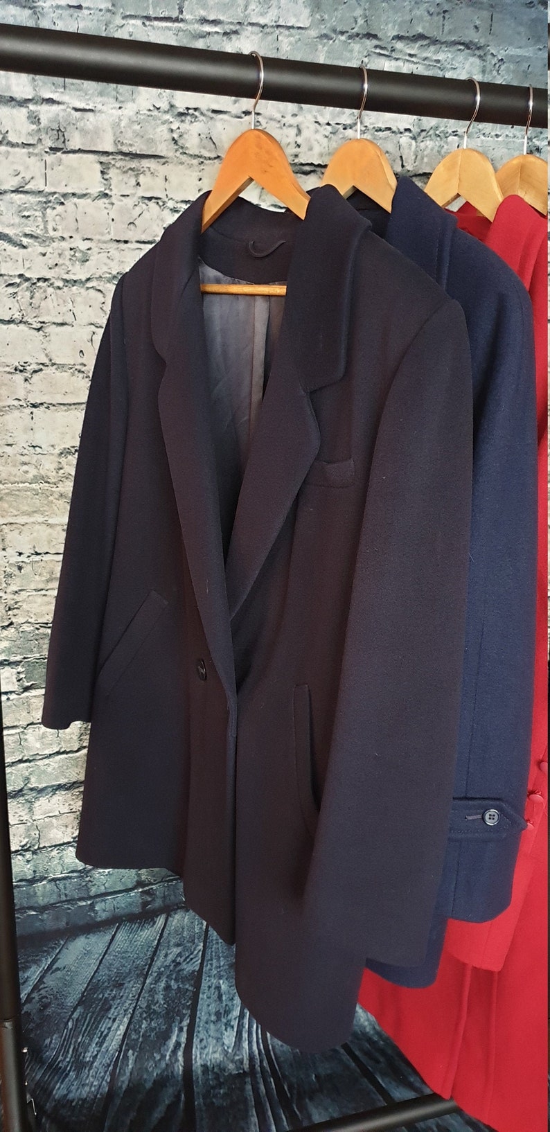 50-50 Cashmere and New Wool Weatherproof Jacket Vintage 80\u2019s Marks /& Spencer \u201cSt. Michael\u201d UK Size 14 Dark Navy Blue.