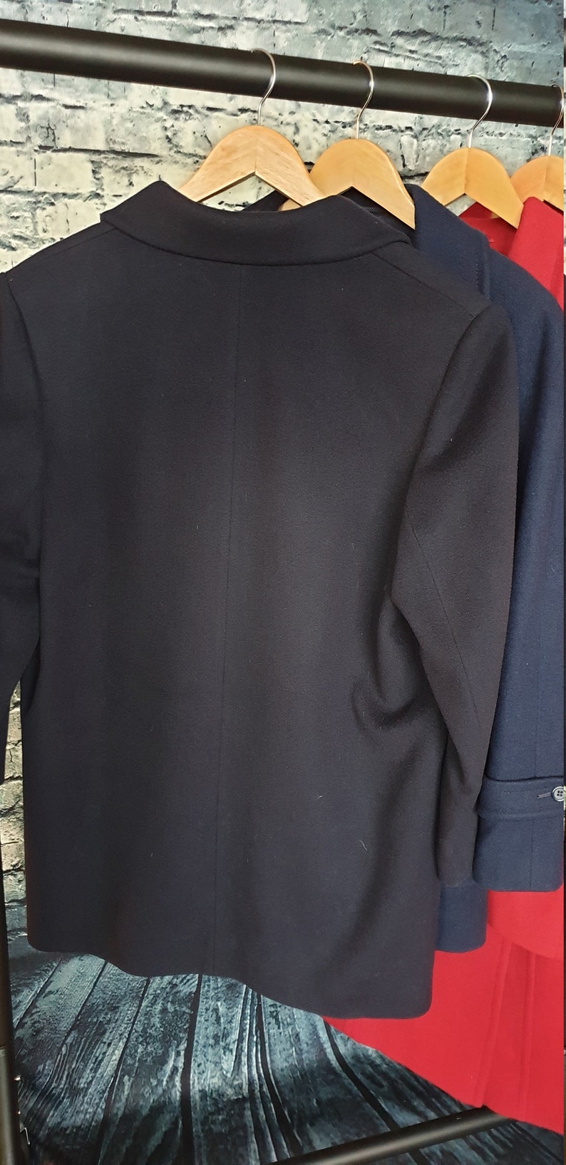 50-50 Cashmere and New Wool Weatherproof Jacket Vintage 80\u2019s Marks /& Spencer \u201cSt. Michael\u201d UK Size 14 Dark Navy Blue.
