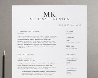 Instant Download Professional Resume Template for MS Word | Reference page and Cover letter included | Engineer, Nurse, Teacher Resume CV