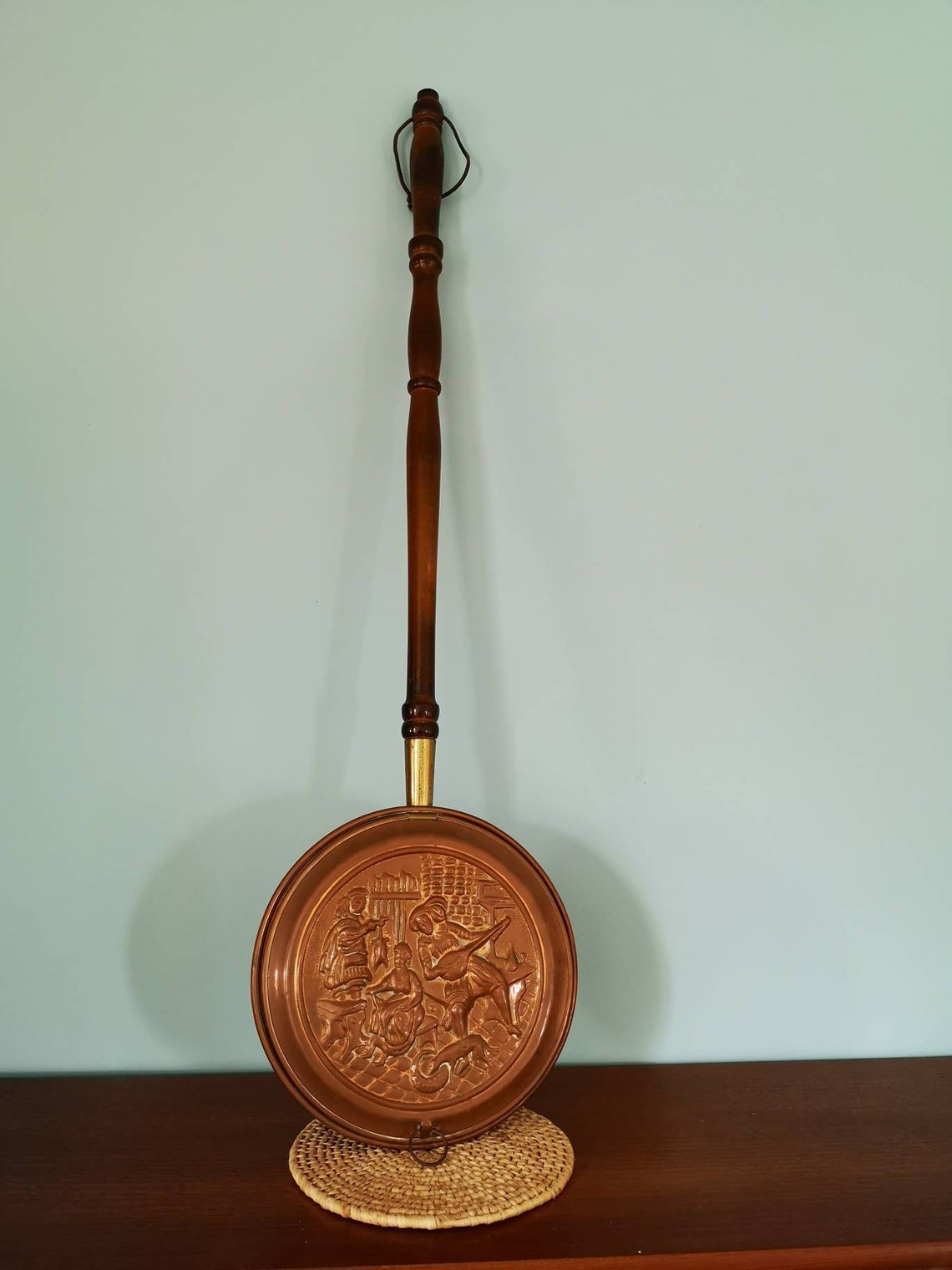 Antique English Victorian bed warmer engraved brass copper & Etsy