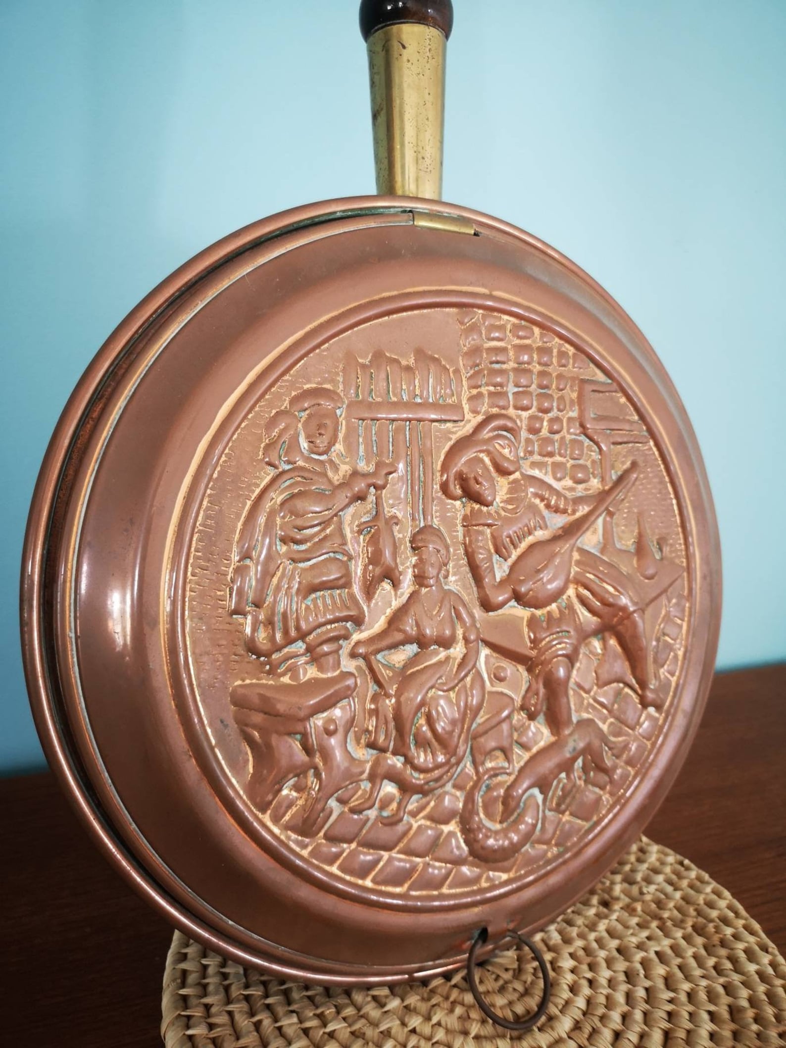 Antique English Victorian bed warmer engraved brass copper & Etsy