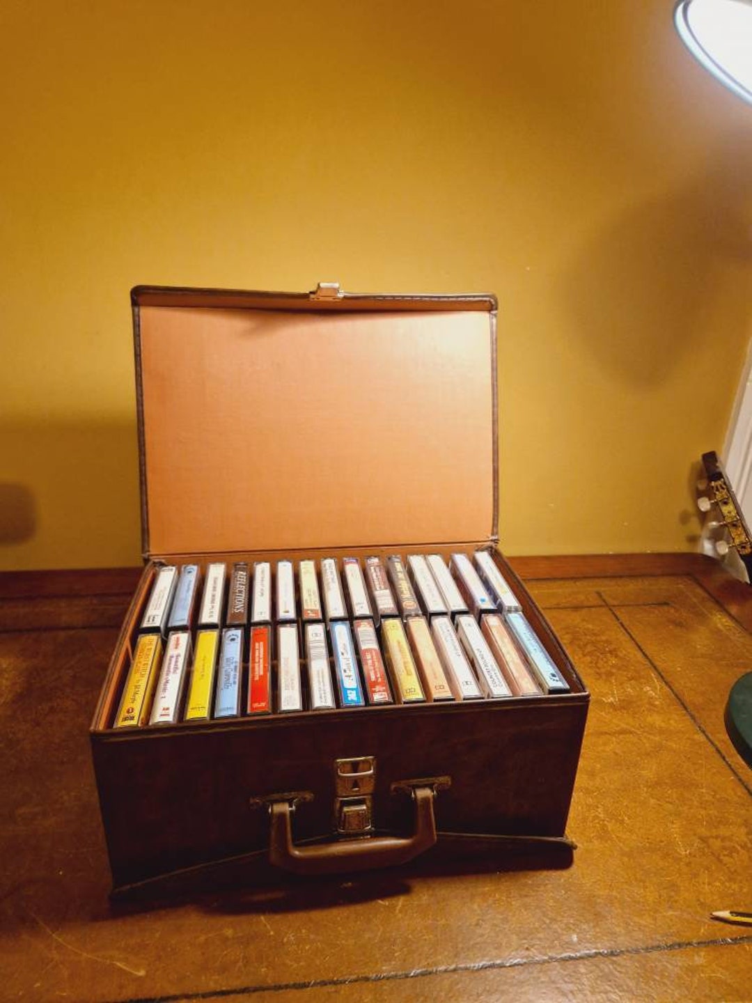 Vintage 1980s Faux Leather Briefcasestyle, Double Sided Cassette Tape