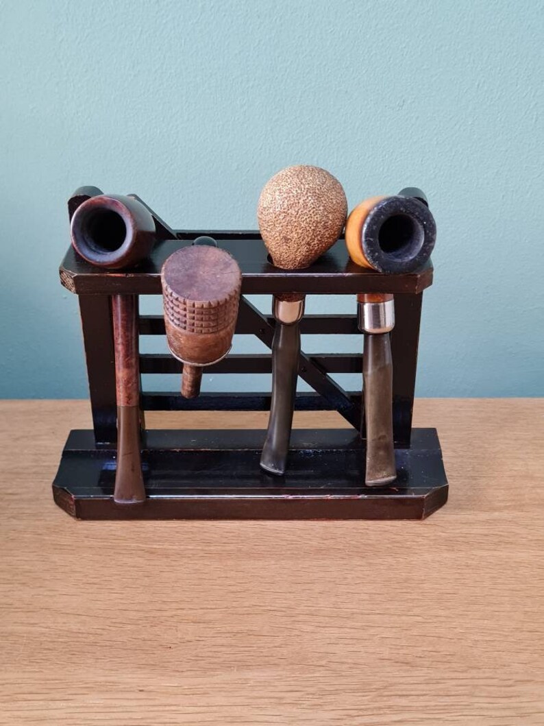 Vintage Wooden Gate-style Pipe Rack With Four Pipes - Etsy