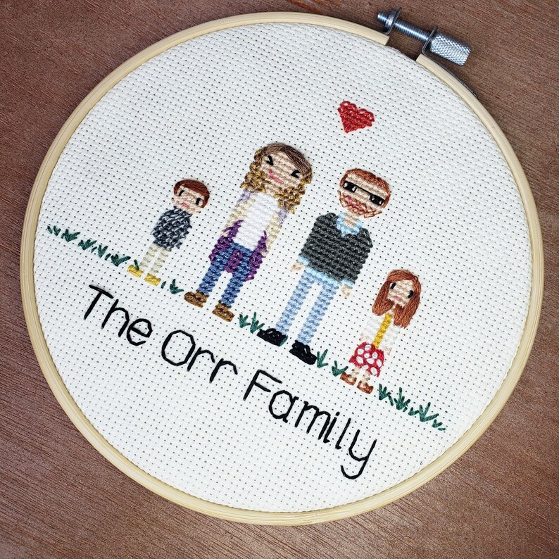 Custom Cross Stitch Family Portrait Personalized Family Etsy Canada