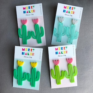 Cactus earrings, Flower, Adult/Kids, Girl's trip, Bachelorette, Palm Springs, Party favors, Light weight acrylic earrings