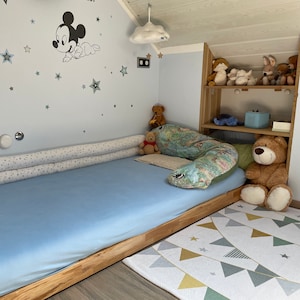 Floor bed, Oak floor bed, floor bed with rails