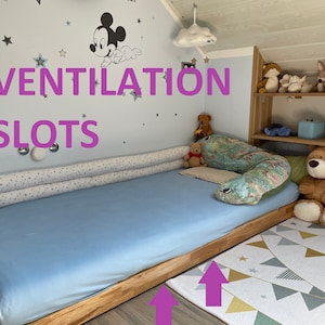 Floor bed, Oak floor bed, floor bed with rails