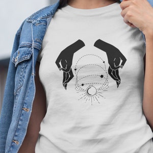 Universe Hands Bohemian Shirt Constellation Unisex Short Sleeve Tee