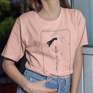 Sword Stars Tarot Boho Unisex Celestial Short Sleeve Tee