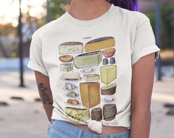 Vintage Cheese Chart Unisex Cheese Lover Short Sleeve Tee