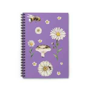 Paddestoel Bijen Madeliefjes Notebook Grafiek Spiraal Notitieboekje - Gelinieerd Lijn Hommel Intentie Notitieboekje