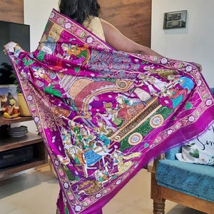 Handpainted Pattachitra Saree - Rajarani Theme