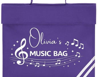 Personalised Music Bag with Name | Piano & Music Lesson Book Bag | Custom School Folder Case | Music Gift for Children