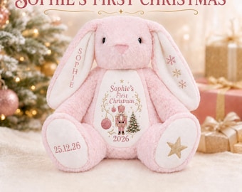 Personalised Baby First Christmas Bunny 2026 | My First Christmas Teddy | Baby Girl Boy Keepsake | Personalised Christmas Gift
