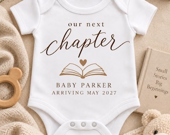 Personalised Pregnancy Announcement Vest – Our Next Chapter Baby Coming Soon Reveal
