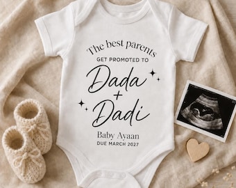 Personalised Dada & Dadi Baby Vest, Punjabi Grandparents Pregnancy Announcement, Hello Dada Dadi Baby Grow, Baby Shower Gift UK