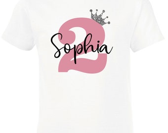 Personalised birthday Tshirt, 1st, 2nd, 3rd, 4th, 5th birthday tee, baby girls top, outfit, gift, present