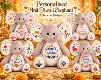 Personalised First Diwali Elephant Soft Toy, Baby Diwali Gift