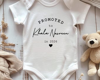 Promoted to Khala Baby Vest • Muslim Auntie Pregnancy Announcement • New Baby Reveal Outfit • Personalised Family Gift for Aunt 2026