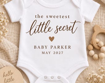 Personalised Pregnancy Announcement Vest, Baby Reveal Bodysuit, Custom Name & Due Date The Sweetest Little Secret