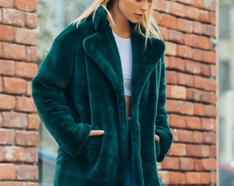 green fuzzy coat