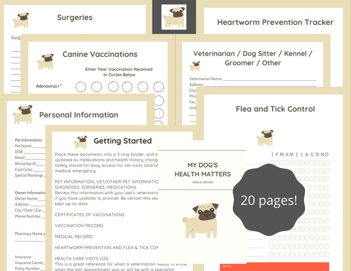 Dog Vet Records New Dog Pet Health Pet Health Care Etsy
