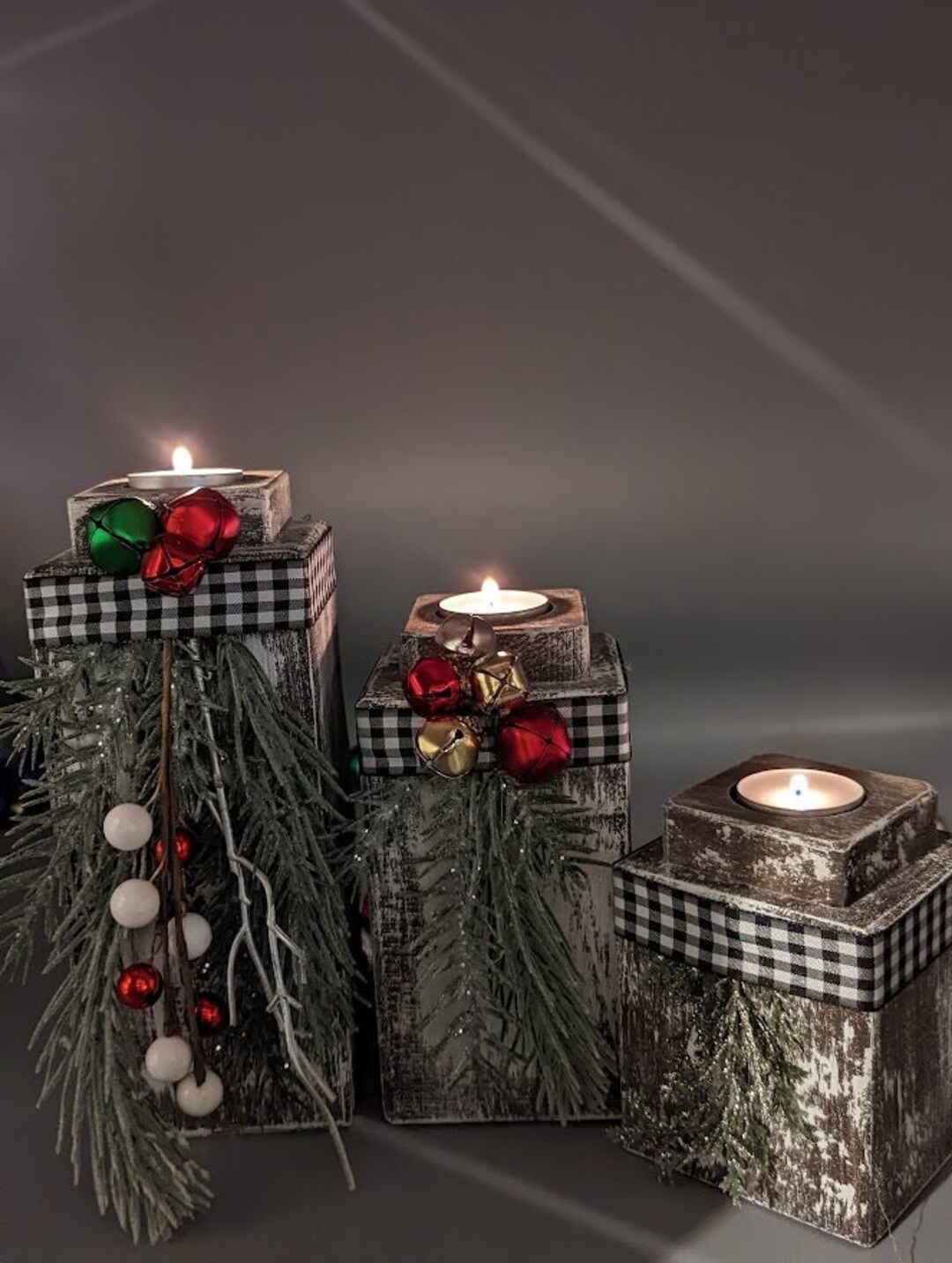 Rustic Reclaimed Wood Pillar Tealight Candle Holders for the Etsy