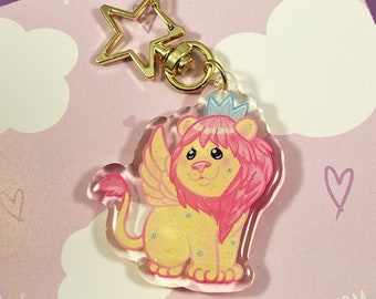 Moondreamer Schlüsselanhänger - Süßer Kawaii Acrylanhänger - Süße Illustration 80er Jahre Spielzeug - Goldener Stern Schlüsselanhänger