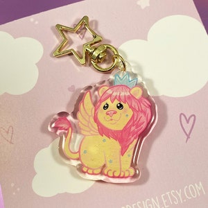 Keychain Moondreamer - Cute Kawaii Acrylic Pendant - Cute Illustration 80's toy - Gold Star Keyring