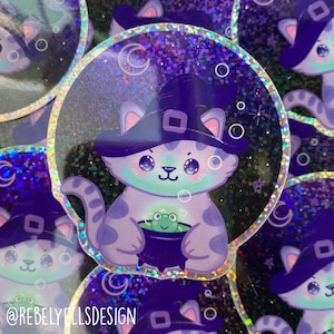 Halloween Magische Heks Kat Toverdrank Glitter Sticker