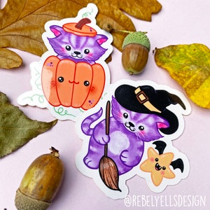 Halloween Magische Heks Kat & Pompoen Sticker Stickerpack