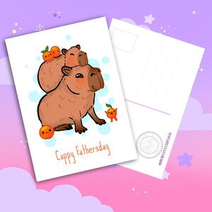 Cartão Capivara do Dia dos Pais - Cartão Capy fofo para o pai - Cartão postal animal fofo para o pai